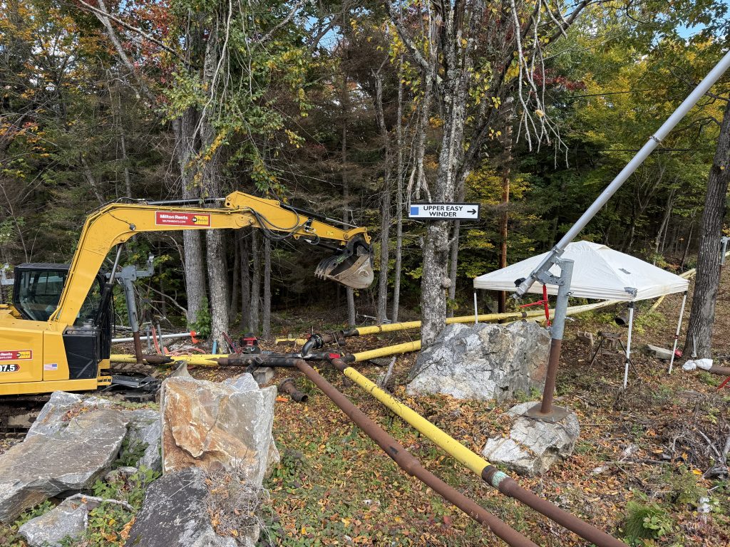 Construction site with a back loader, and welding equipment